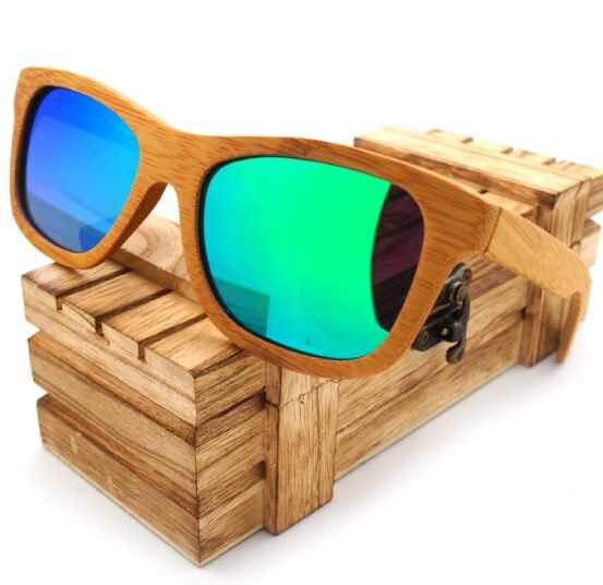 100% Natural Bamboo Wooden Sunglasses Handmade Polarized Mirror Coating Lenses Eyewear With Gift Box-0