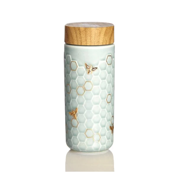 Honey Bee Ceramic Travel Mug / Gold 12.3 oz-4