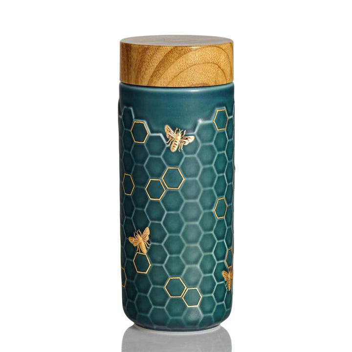 Honey Bee Ceramic Travel Mug / Gold 12.3 oz-7