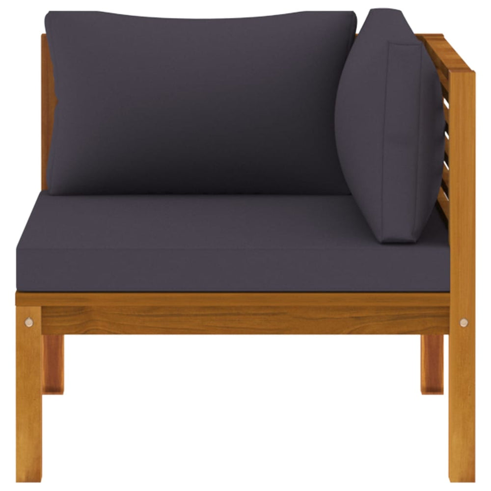 vidaXL 2 Piece Sofa Set with Dark Gray Cushions Solid Acacia Wood-20