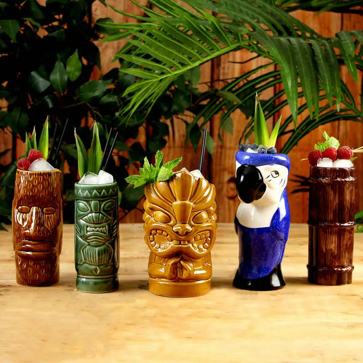 Hawaii Tiki Mugs Cocktail Cup Beer Beverage Mug Wine Mug Ceramic Easter Islander Tiki Parrot Mug Bar Tool