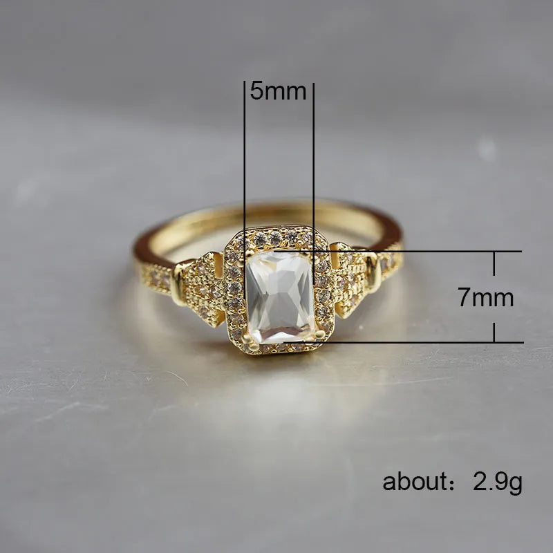 Huitan Luxury Tiny Shiny CZ Stone Engagement Rings Romantic Golden Color Valentine's Day Gift For Girlfriend Solitaire Midi Ring