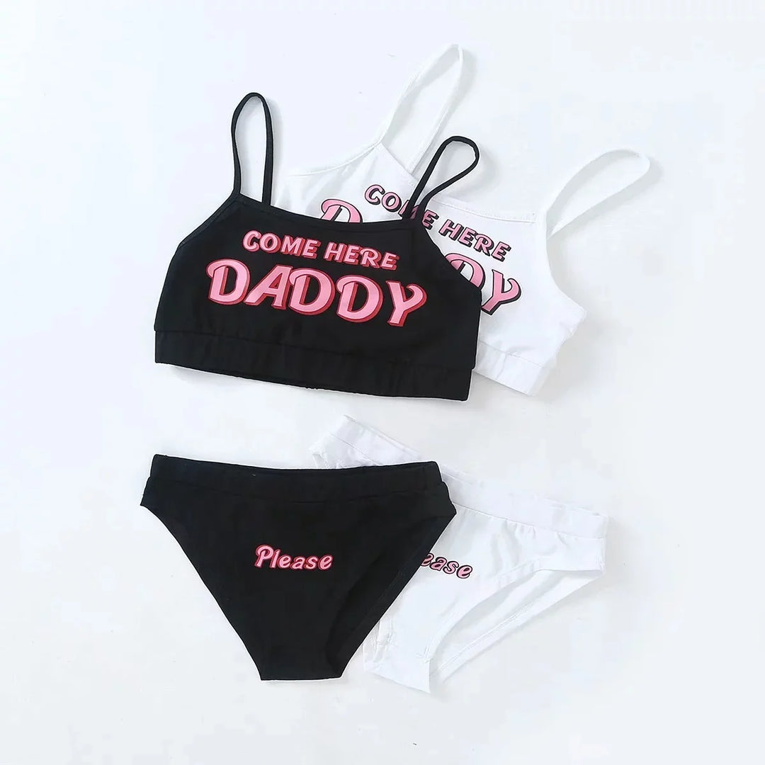 Cute & Sexy "COME HERE DADDY" Letter Print Crop Sets