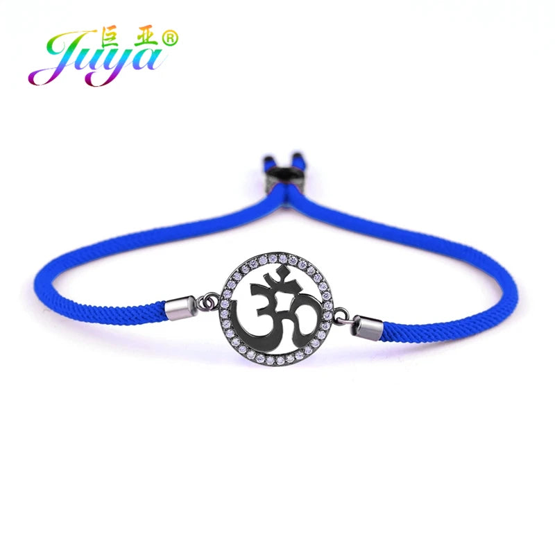 Juya Handmade Chakra Hinduism JewelrySupplies AUM OM Charm Bracelets For Women Men Adjustable Red Thread Religious Handicraft