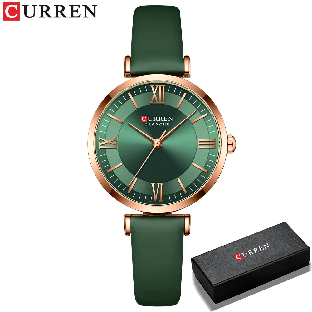 CURREN New Watches for Women Simple Quartz Ladies Wristwatches with Leather Strap Elegance Wrist Charm Timeless