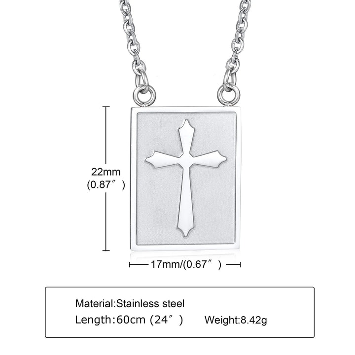 Men Necklace, Cross Scapular Necklaces,Stainless Steel Religious Catholic Communion Confirmation Scapulary Jewelry 70cm