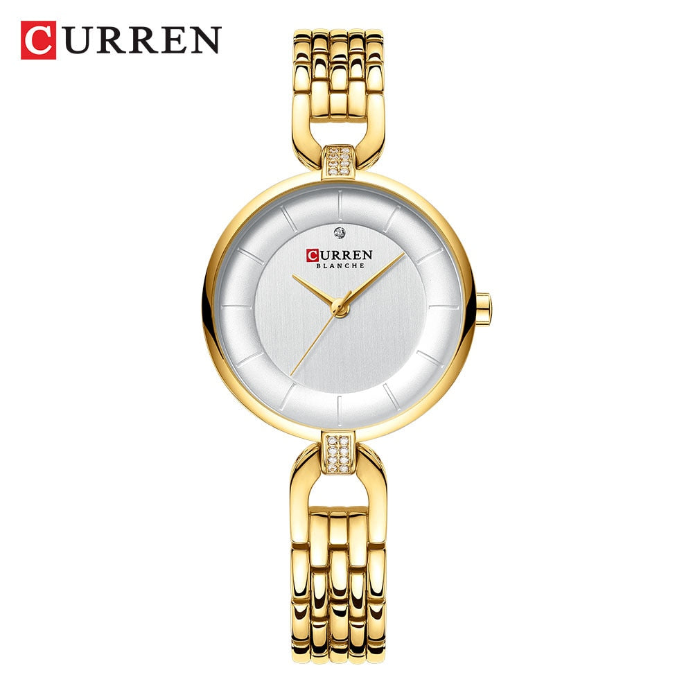 CURREN Quartz Women Luxury Rhinestone Clock Woman Gift Charming Ladies Stainless Steel Bracelet Women Wristwatch Montre femme