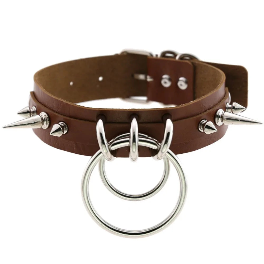 KMVEXO Punk Spike Metal Collar Girls Leather Harness Choker Necklace for Women Party Club Chockers Gothic Jewelry Harajuku 2019