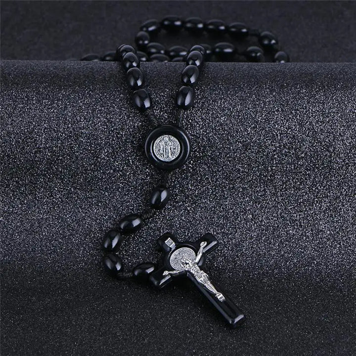 Komi Rosary Beads JESUS Coin Cross Pendant Necklace for Women Girls Catholic Religious Jewelry Holy Rosaries Necklaces R-026