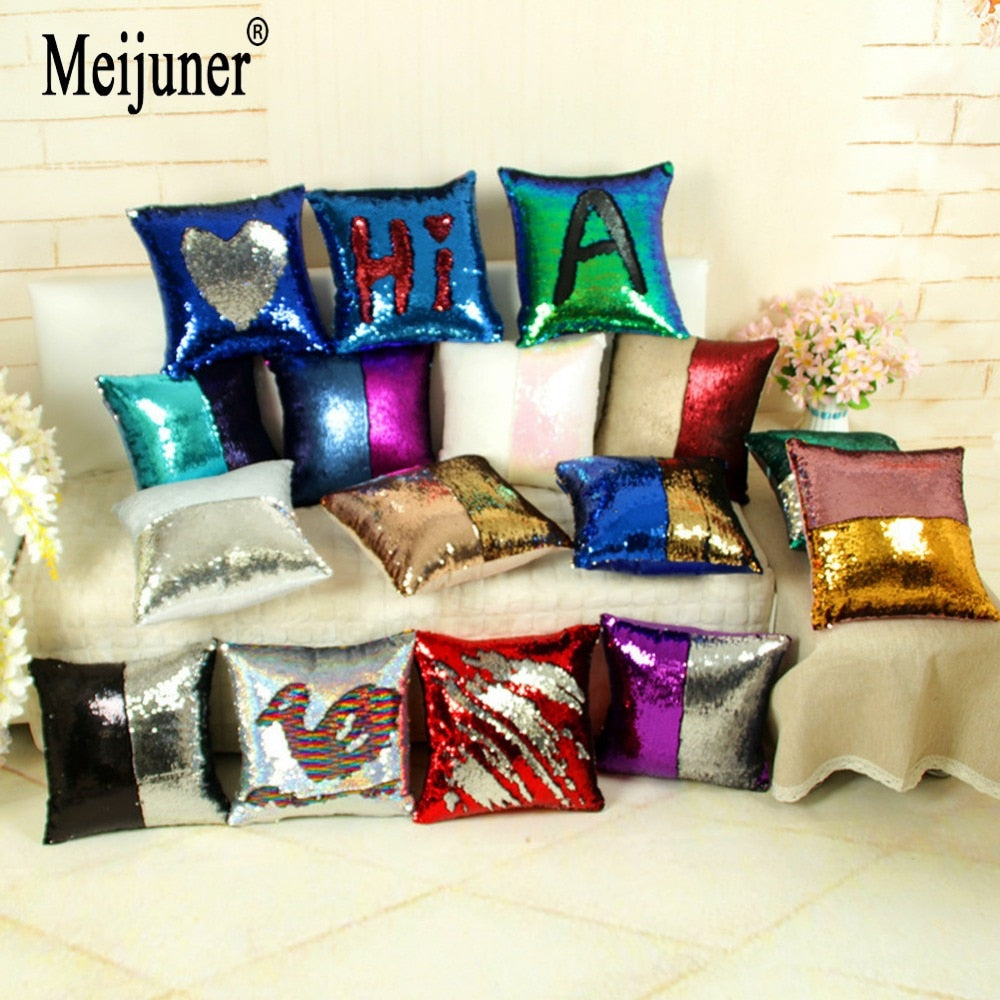Meijuner Reversible Glitter Mermaid DIY Sequins Cushion Cover Throw Pillow Cushion Cover Car Home Sofa Decoration Pillowcase