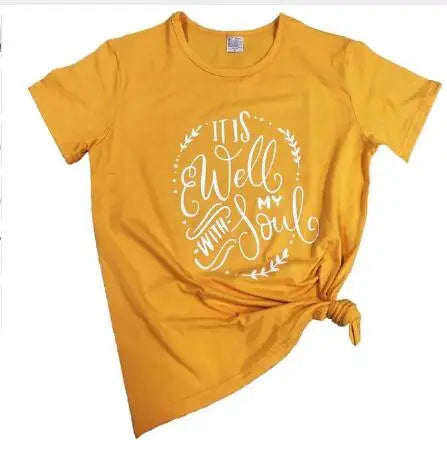 Women's Printed "It Is Well With My Soul" Christian Casual Tee