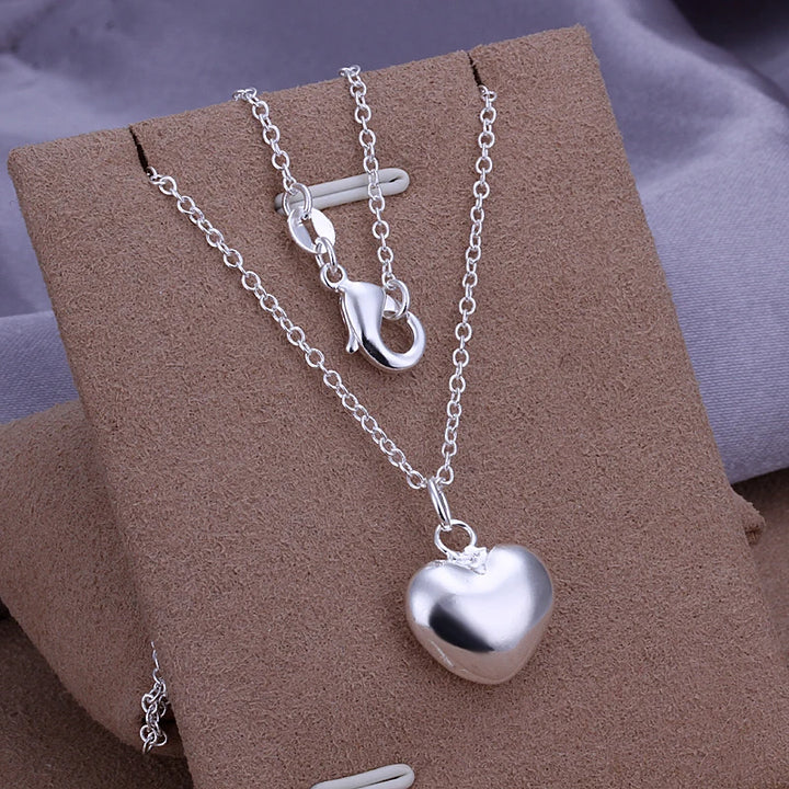 High Quality Silver Necklace 925 Sterling Silver Heart-Shape Small Pendant Necklaces for Women Valentine's Day Gift