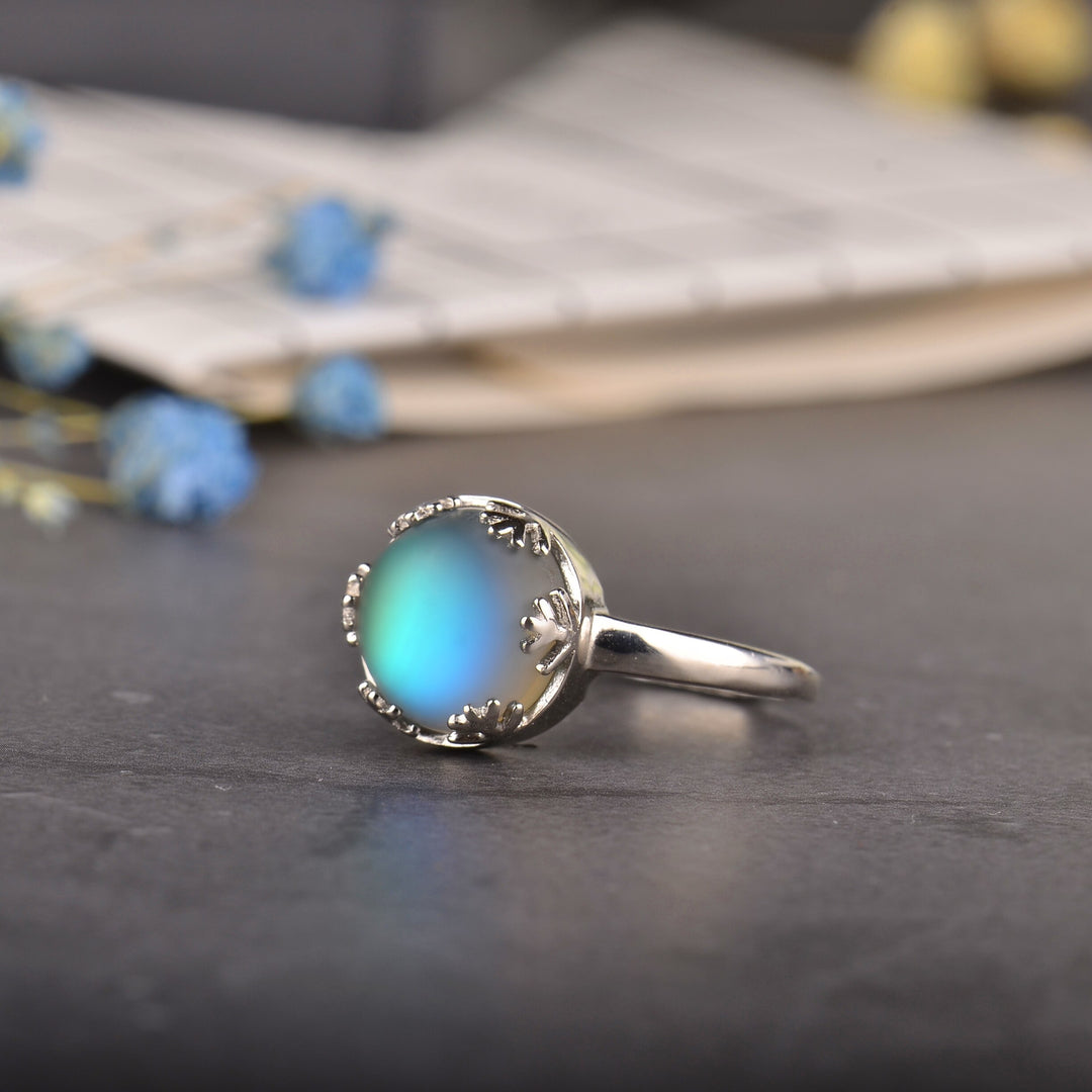 ITSMOS Moonlight Ladies Aurora Rings s925 Silver Blue Light Crystal Elegant Jewelry Birthdays Romatic Gift for Women