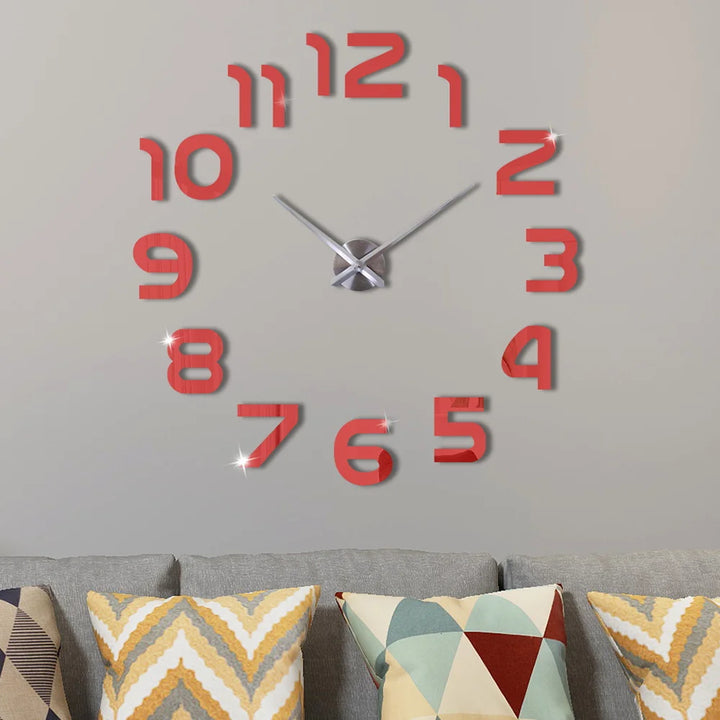 Large Wall Clock Sticker Acrylic Silent Digital Big 3D DIY Wall Clock Modern Design for Living Room Home Decor