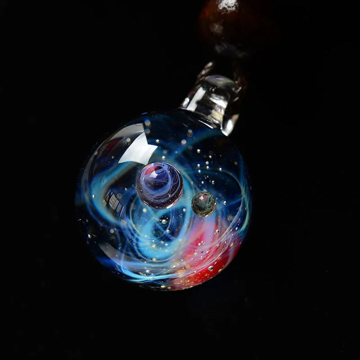 LKO Nebula Cosmic Handmade Galaxy Glass Pendant with Rope Necklace Lucky Men Women Couple Jewelry Valentine's Day Present