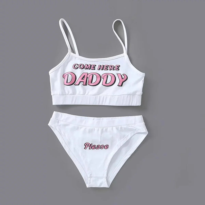 Cute & Sexy "COME HERE DADDY" Letter Print Crop Sets