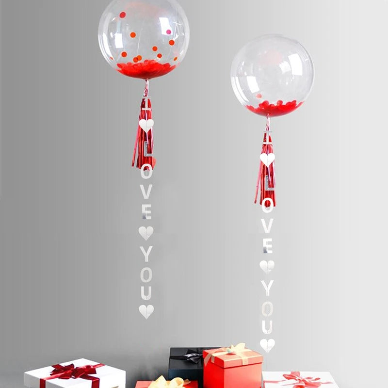 1.1m Sequined "I Love You" Banner Heart Pendant Balloons