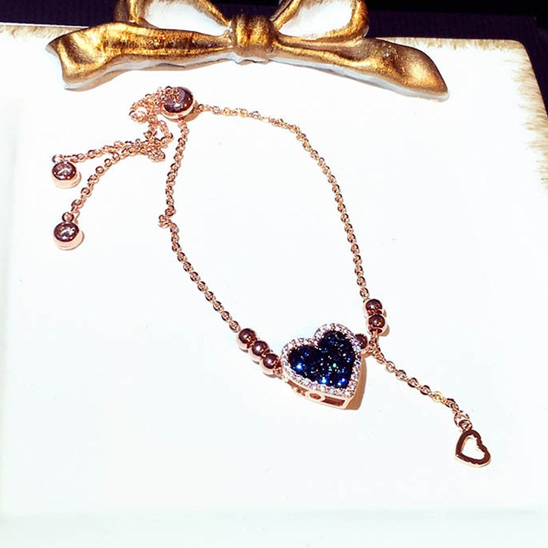 Hot Sale Super Shine Inlaid Rhinestone Heart Bracelet for Women Cubic Zircon Temperament Colar Stylish Vogue Pendant