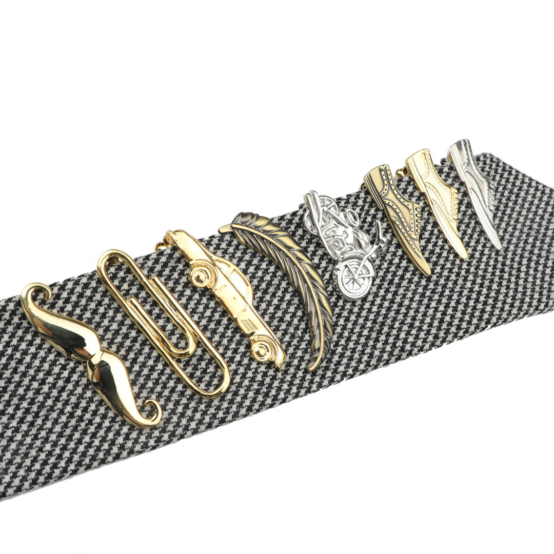 Man Novely Tie Clip Male Bar Casual Bike Leaf Necktie Clips Chrome Stainless Steel Jewelry Men's Clothing Accessories