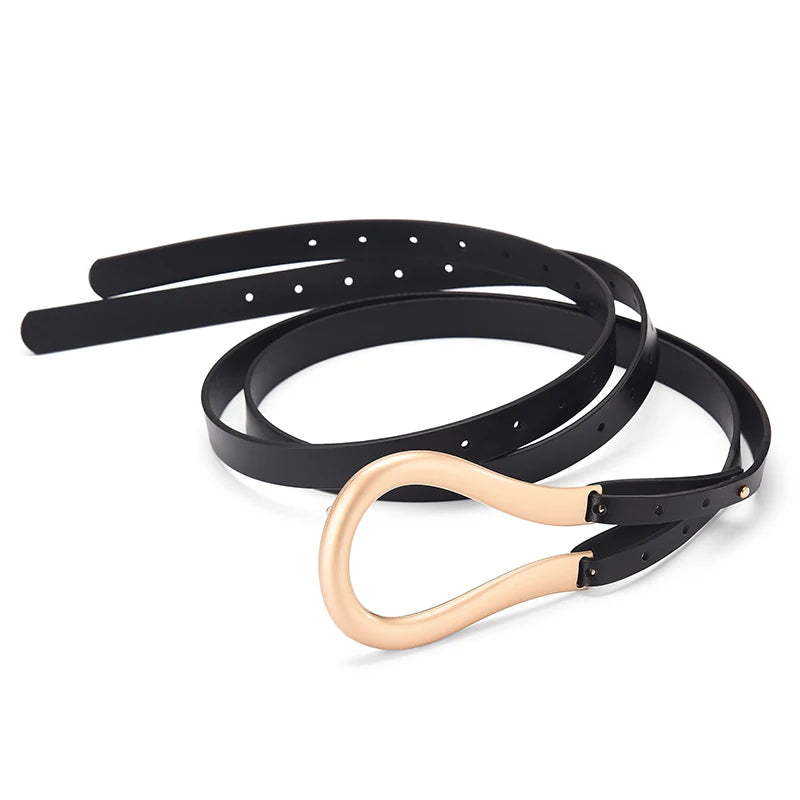Luxury Brand Newest Fashion U-shaped Soft Faux Leather Belts Personality Double Layer Waistbands Shirt Knotted Belt Long Straps