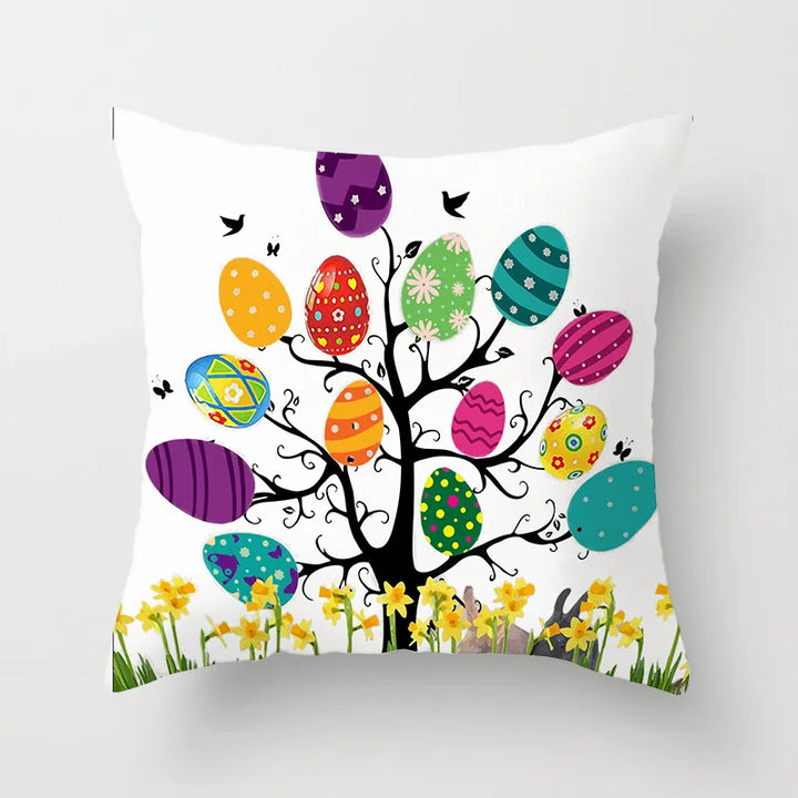 Happy Easter Pillowcase Easter Decorations For Home Party Sofa Pillow Case Rabbit Bunny Eggs Pillow Cover 45*45CM