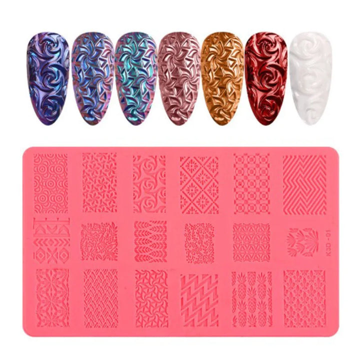 3D Mirror Effect UV Nail Glitters with Silicone Sculpture Templates