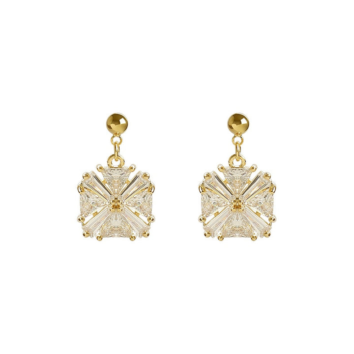 Luxury classic crystal square ladies pendant earrings simple zircon geometric earrings women fashion earrings ladies statement