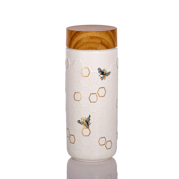 Honey Bee Ceramic Travel Mug / Gold 12.3 oz-1