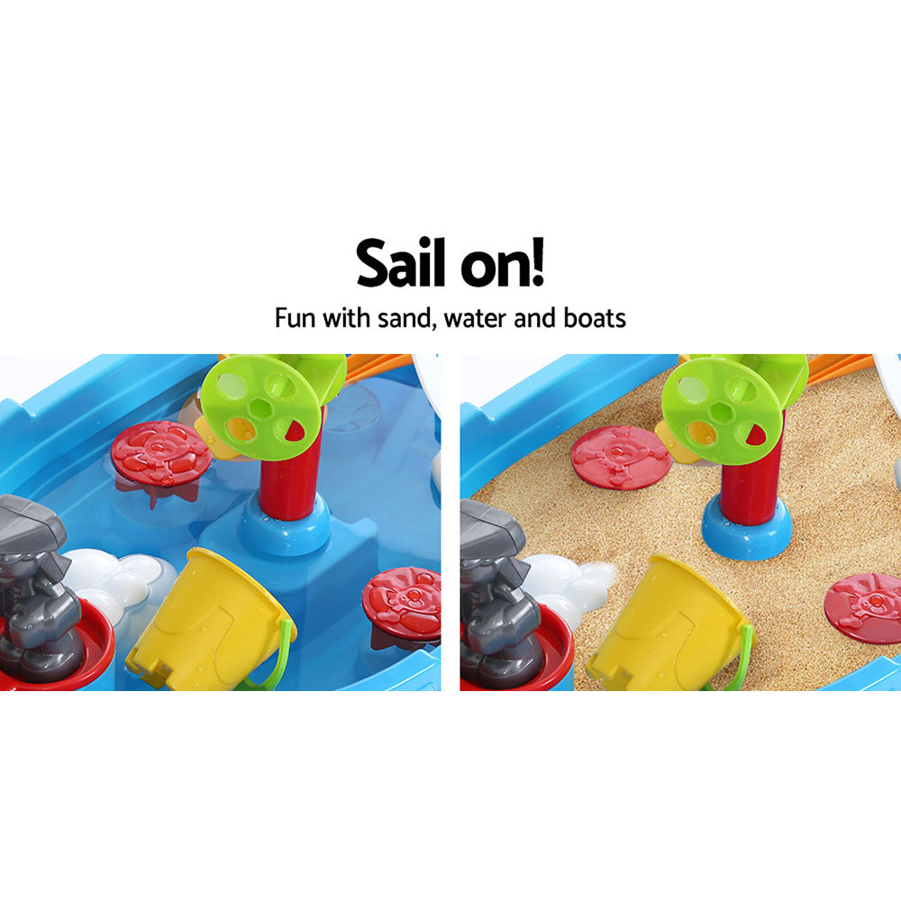 Keezi Kids Beach Sand and Water Toys Outdoor Table Pirate Ship Childrens Sandpit-3