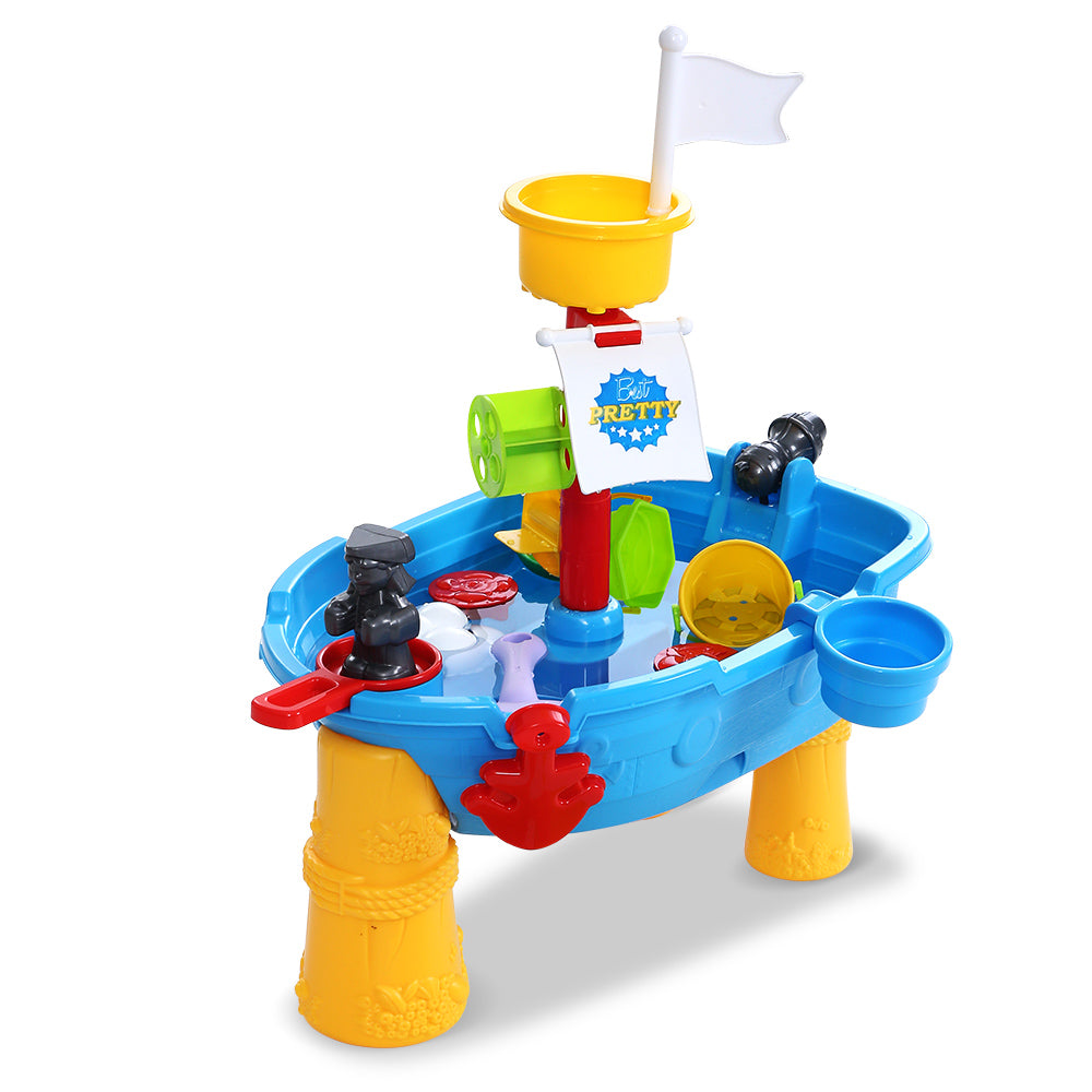Keezi Kids Beach Sand and Water Toys Outdoor Table Pirate Ship Childrens Sandpit-0