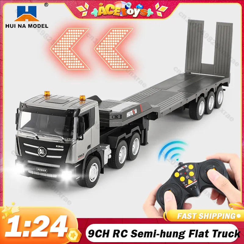 Huina RC Truck Model RC Trailer 1:24 2.4G Remote Control Construction Radio Control Flatbed RC Car Truck Machine Gifts