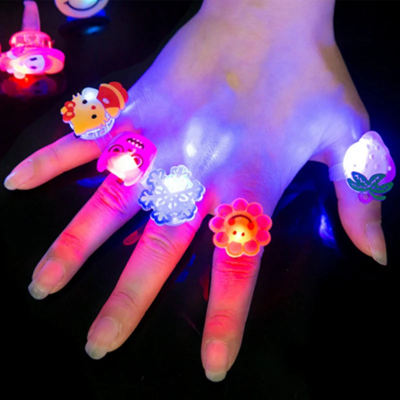 Kids Luminous Toys Cartoon Glowing Finger Rings Shine In The Dark Light Toy for Baby Girl Birthday Party Favors Gifts Goodie Bag