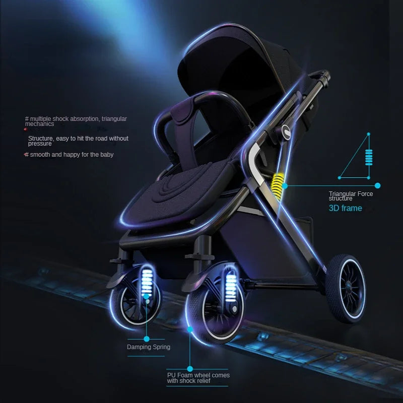 High Landscape Shock absorption Baby Stroller Portable Travel Folding Prams Sit and lie down in both directions Baby carriage