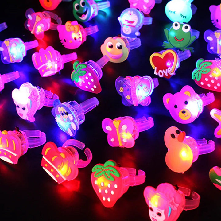 Kids Luminous Toys Cartoon Glowing Finger Rings Shine In The Dark Light Toy for Baby Girl Birthday Party Favors Gifts Goodie Bag