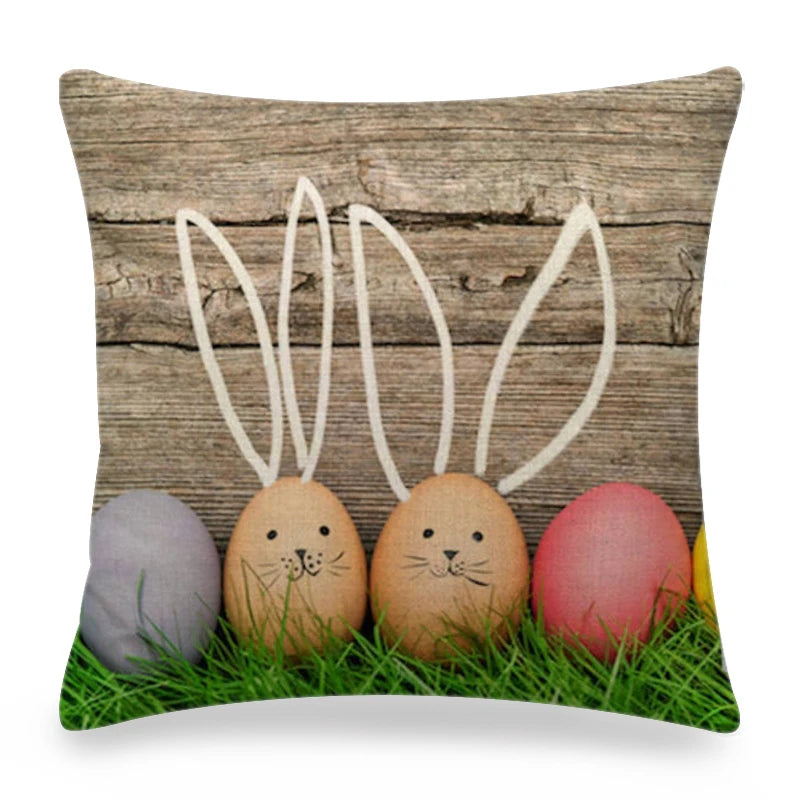 18" x 18" Spring Easter Decorative Linen Cushion Cover