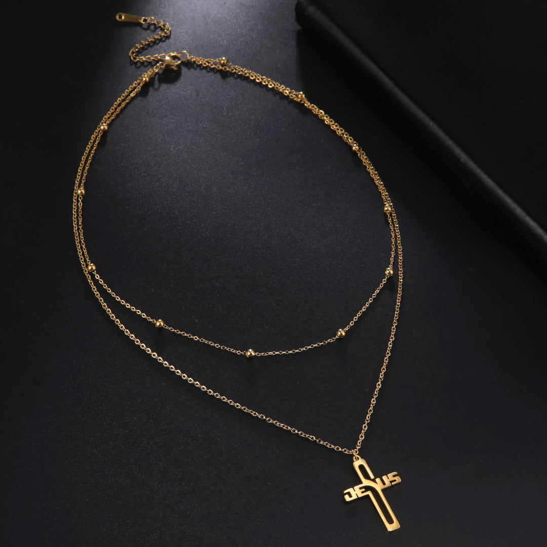 MY SHAPE Stainless Steel Unisex "Jesus" Cross Pendant Necklaces