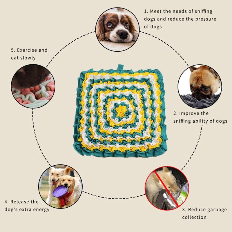 Dog Sniffing Mat Pet Slow Feeding Pad Dog Puzzle Toy Interactive Game Training Foraging Blanket Snack Feeding Mat Pets Supplies-3