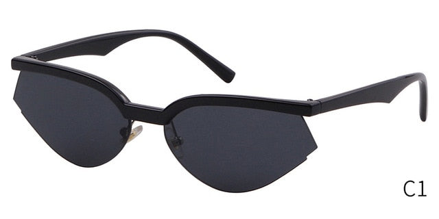 Fashion Stripe Cat Eye Small Sunglasses Women Luxury Brand Design Vintage Half Frame 90S Sun Glasses Chic Triangle-1