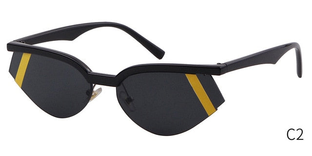 Fashion Stripe Cat Eye Small Sunglasses Women Luxury Brand Design Vintage Half Frame 90S Sun Glasses Chic Triangle-2