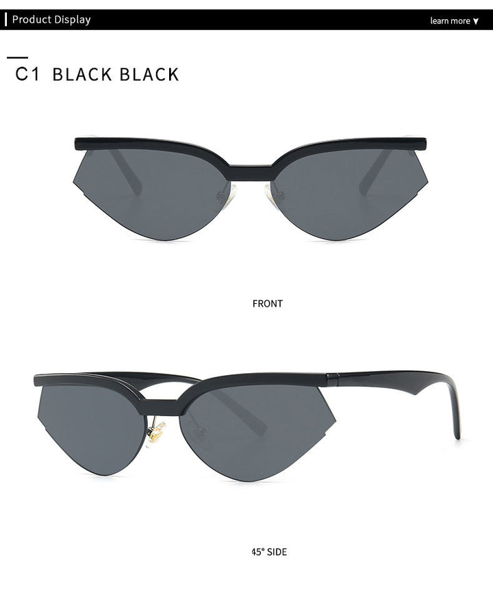 Fashion Stripe Cat Eye Small Sunglasses Women Luxury Brand Design Vintage Half Frame 90S Sun Glasses Chic Triangle-12