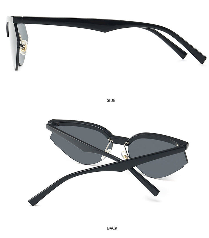 Fashion Stripe Cat Eye Small Sunglasses Women Luxury Brand Design Vintage Half Frame 90S Sun Glasses Chic Triangle-13