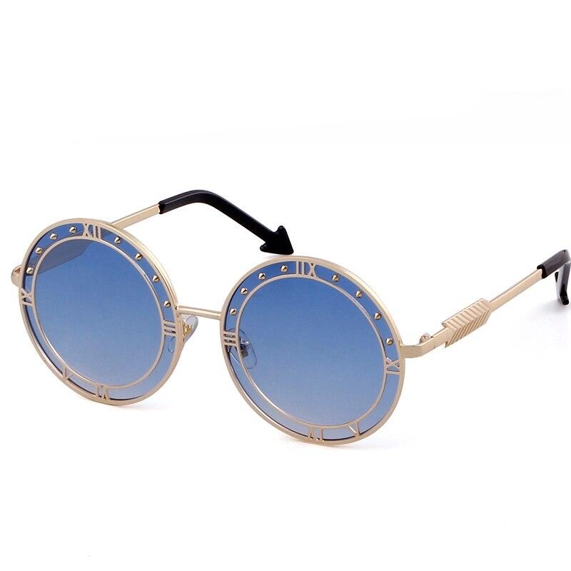 Fashion Round Sunglasses Women Unique Designer UV400 Metal Arrow Frame Letter Sun Glasses Shades Eyewear Oculos de sol-3