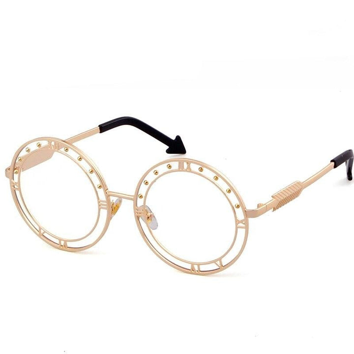 Fashion Round Sunglasses Women Unique Designer UV400 Metal Arrow Frame Letter Sun Glasses Shades Eyewear Oculos de sol-4