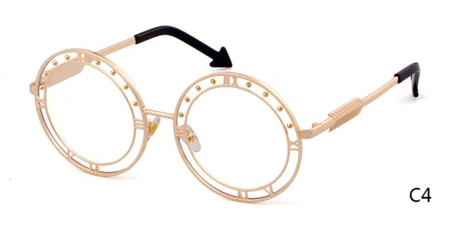 Fashion Round Sunglasses Women Unique Designer UV400 Metal Arrow Frame Letter Sun Glasses Shades Eyewear Oculos de sol-13