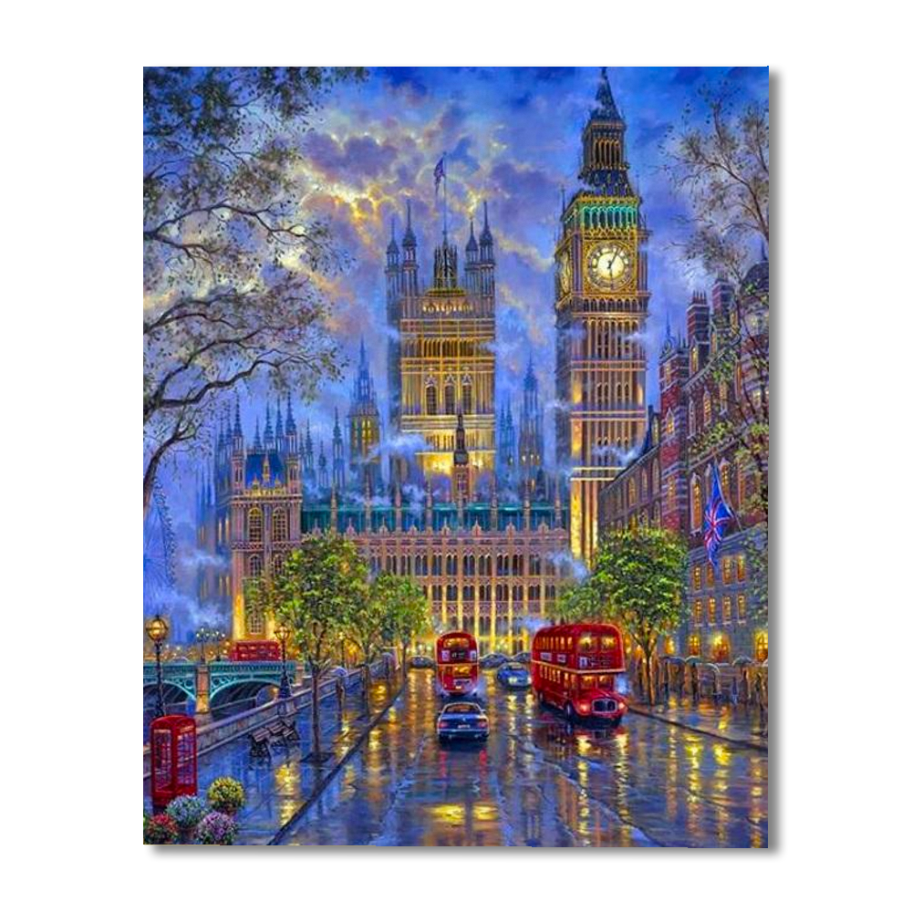 British London Night Paint By Numbers Painting Kit-0