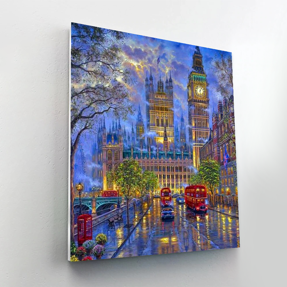 British London Night Paint By Numbers Painting Kit-2