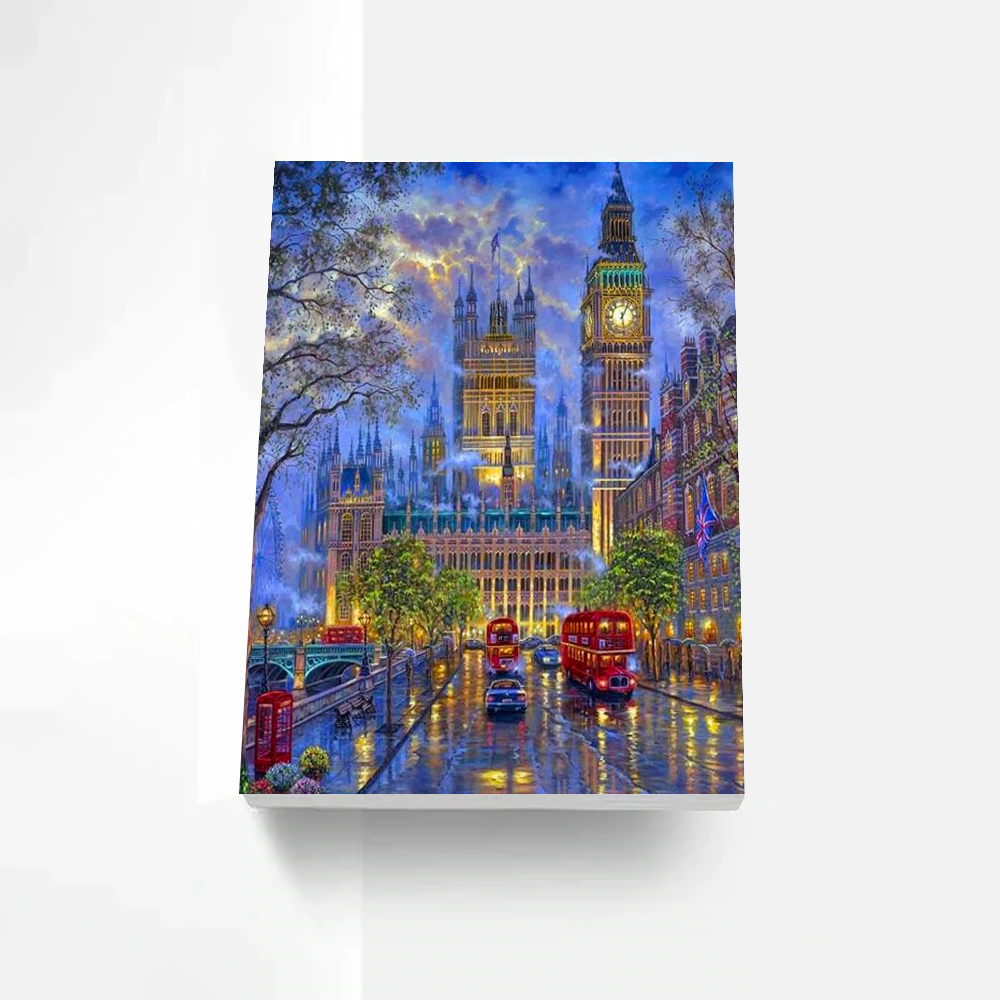 British London Night Paint By Numbers Painting Kit-3