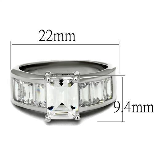 3W1086 - Rhodium Brass Ring with AAA Grade CZ  in Clear-1