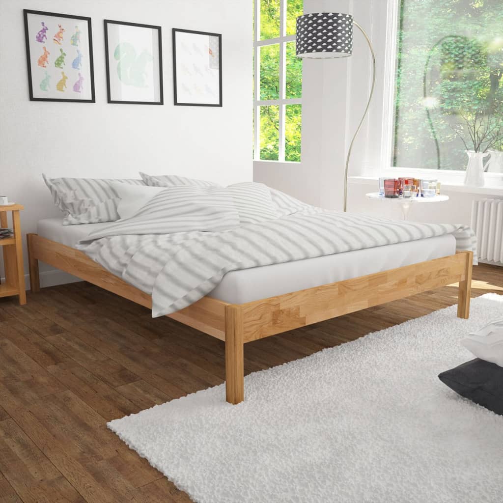 vidaXL Bed Frame Solid Oak Wood 59.8"x79.9"-0
