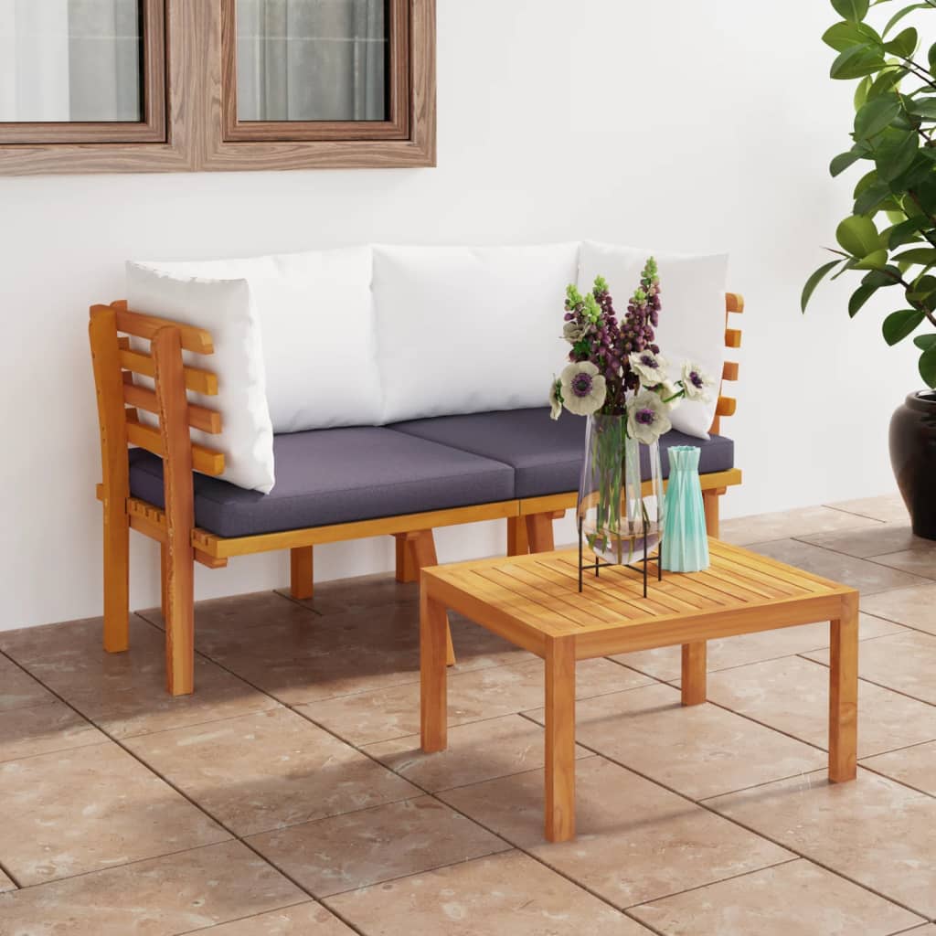 vidaXL 2-Seater Patio Sofa with Cushions Solid Acacia Wood-0